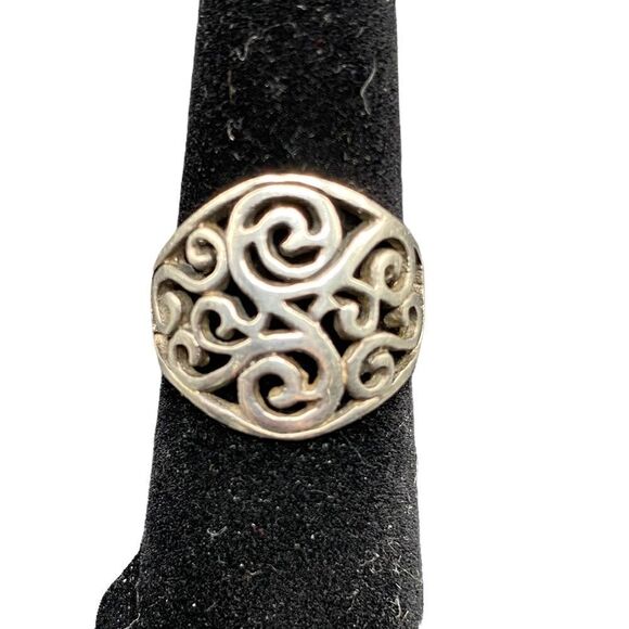 Vintage Cut Out Scrolls Sterling Silver 925 ring size 7.5 - Picture 1 of 8